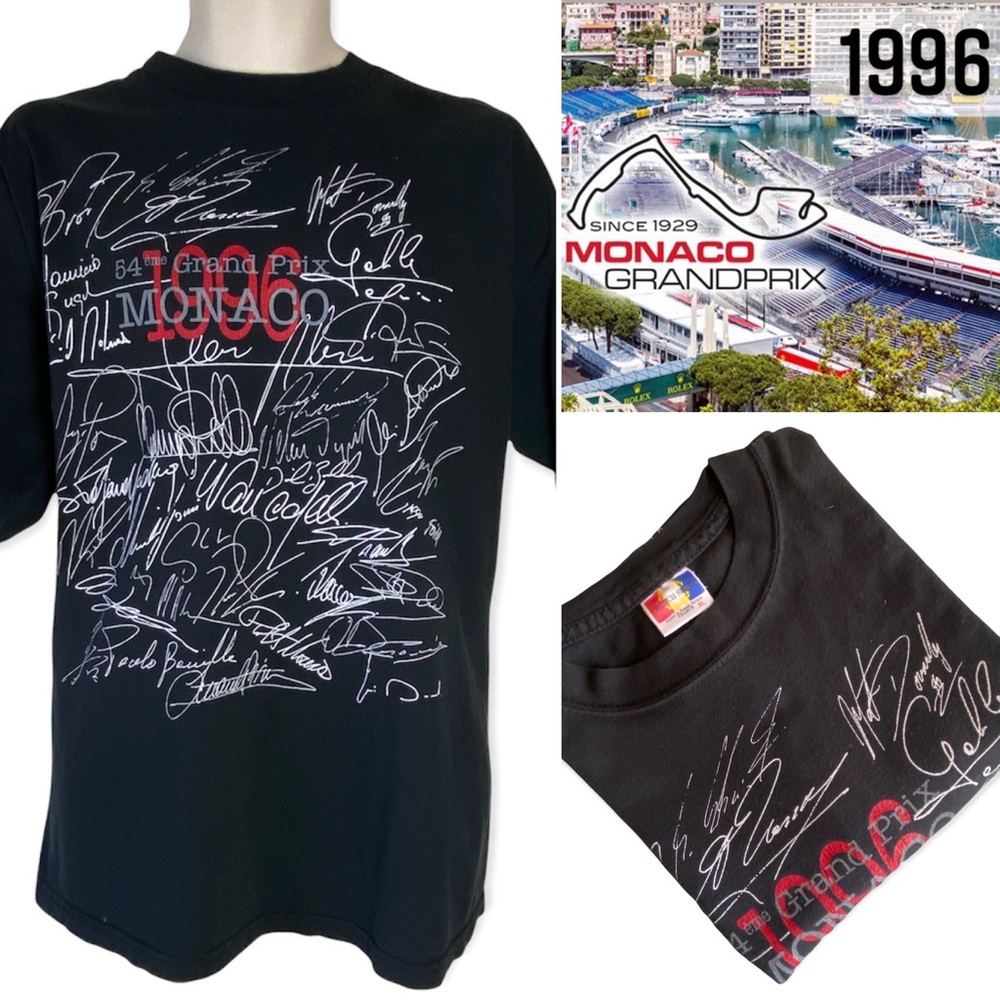 1996 Monaco Grand Prix Signature Souvenir Collector’s Item T-Shirt